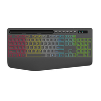 Silent Ergonomic 111 Keys RGB Backlit 2.4G Wireless USB Keyboard Mouse Combo Rechargeable Multimedia Buttons Tablet Phone Holder