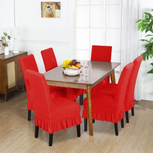 <span class=keywords><strong>Set</strong></span> di <span class=keywords><strong>6</strong></span> elastici Spandex <span class=keywords><strong>coprisedie</strong></span> con gonna per cucina sala da pranzo - Product Image 5