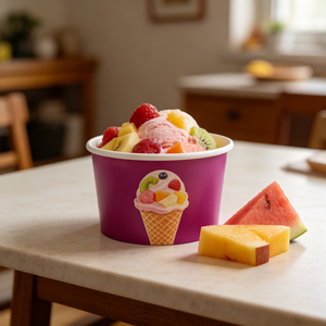 Custom Design Disposable Ice Cream Pudding Dessert <b>Container</b> <b>Takeaway</b> Packaging Kraft Paper Cup With Printed Logo - Product Image 2