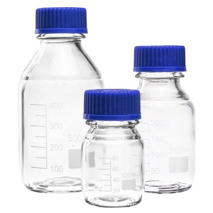 Verrerie de laboratoire haute teneur en borosilicate 3.3 bouteille de réactif en verre bouteille de média avec bouchon à vis bleu 100-20000ml - Product Image 2