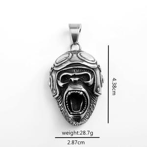 Collar con colgante de animales de acero inoxidable, diseño unisex de tigre y gorila, para combinar con ropa, regalo - Product Image 5