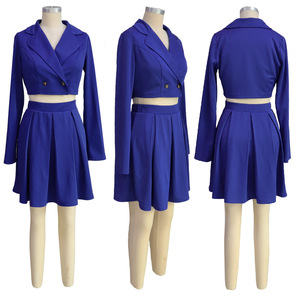 M9817 Ensemble Deux Pièces à la Mode pour Femmes Vêtements col V Nombril Exposé <span class=keywords><strong>Blazer</strong></span> Top a Line Jupe Ensembles pour Femmes 2 Pièces Tenues - Product Image 6