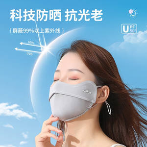 Masque de protection solaire pour femmes Kefu, style fin d'été, écran facial, protection UV, pare-soleil pour le cyclisme et la conduite, en soie glacée - Product Image 5