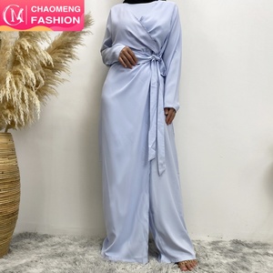 6388 #   Combinaison décontractée pour femme, couleur unie, col en V, style musulman islamique turc, kaftan abaya, tissu Nida lisse et élégant - Product Image 1