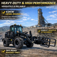 Pengiriman Gratis Mini Wheel Loader Artikulasi dengan Grapple Log dan Quick Change Coupler untuk Gudang Kayu Bakar, Bersertifikasi CE Euro 5, Siap Pakai Mesin Diesel