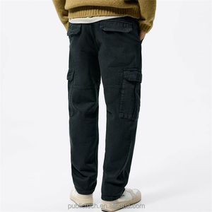 Pantalon cargo ample à coupe large pour hommes avec logo personnalisé OEM 100% en sergé de coton et multi-poches - Product Image 3