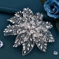 Appliques de robe en strass de cristal 3D faites à la main, motif fleur, pour coiffure et décoration d'épaule