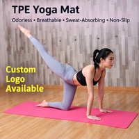 Tapis de yoga en TPE de 183 x 61 cm avec une épaisseur de 6 mm pour le yoga, les étirements et les exercices au sol