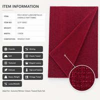 Tissu tricoté double face en chenille métallique Lurex Poly Heavy 295GSM, style tweed vintage brillant et élégant pour vêtements d'extérieur automne-hiver