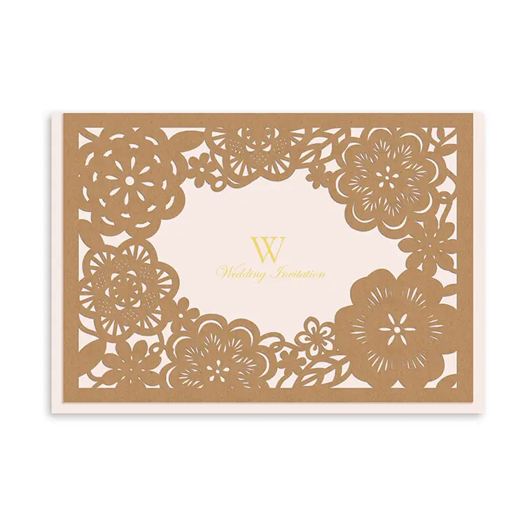 शादी के कार्ड डालने कागज कस्टम सोने की पन्नी क्राफ्ट पेपर फीता कट शादी के निमंत्रण कार्ड