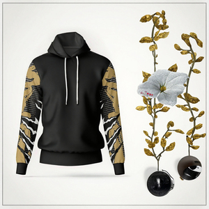 Sweat à capuche noir pour homme avec manches imprimées tigre doré, coupe classique, tricoté en polyester, idéal pour l'automne - Product Image 3