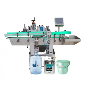 automatic big round bottle labeling machine for paint can bucket gallon water bottle