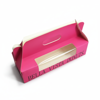 Boîte à gâteau rose portable avec fenêtre transparente, boîte personnalisée pour beignets et gâteaux roulés, conteneur alimentaire de qualité pour pâtisserie à emporter pour les fêtes