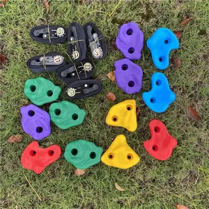 Kit de sujeción de escalada en roca para niños con 6 correas de trinquete 12 Piedras de escalada en roca para interiores y exteriores Ninja Warrior