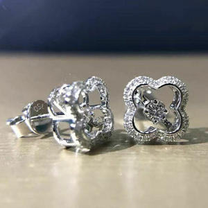 Orecchini in Oro Bianco con Diamanti Taglio Brillante Rotondo Colore G Diamanti Naturali Stile Classico Gioielli da Sposa per Donna - Product Image 5