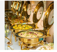 Chauffe-Plats Rond de Luxe 6L pour Hôtels et Restaurants – Équipement de Traiteur pour Banquets et Fêtes – Ensemble de Vaisselle Dorée pour Buffet