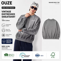 Sweat-shirt à col rond pour homme, style graffiti, 400 g/m², coton pur, effet vintage, coupe ample, streetwear, logo personnalisé, unisexe