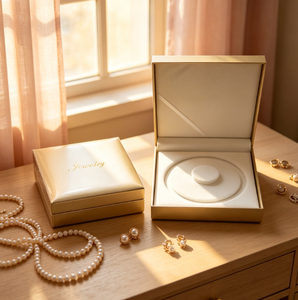 Caja de Joyería de Piel Sintética de Alta Calidad con Logotipo Personalizado, Caja de Collar de Perlas de Lujo, Grande, Blanca, Simple, Cuadrada, con Forro de Terciopelo, para el Día de San Valentín - Product Image 5
