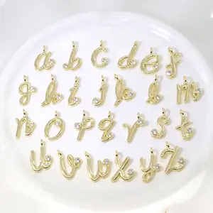 2022 New Fashion Brass Copper Alphabets Design 18K Gold Plated Jewelry Making Letter Charm For Accessories