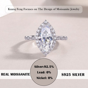 Anillos de Moissanita con Corte Marquesa para Mujer, Color D, Claridad VVS1, Plata de Ley S925 con Baño de Oro de 18K, Joyería Elegante - Product Image 5