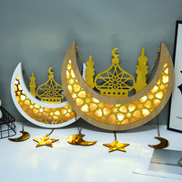 Décoration murale islamique en bois LED, pendentif lune et étoile, couleur personnalisée, logo durable, fournitures promotionnelles pour les fêtes du Ramadan