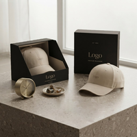 Caja de Cartón Negra de Lujo con Logotipo Personalizado, Funda Interior Inclinada, Caja de Regalo Rígida para Gorra Premium