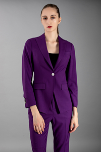 Plus <span class=keywords><strong>Violet</strong></span> Bonne Humeur 3/4 Manches Un Bouton Wome Bureau Tenue Uniforme Style Flare <span class=keywords><strong>Pantalon</strong></span> Costume pour Femmes Formelle - Product Image 5