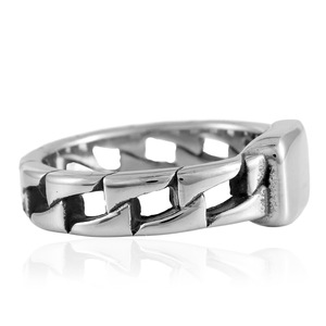 Men's Titanium Steel <b>Chain</b> Ring Geometric Design Punk Style Motorcycle Link Ring Steel Color Gift Jewelry 2807 - Product Image 2