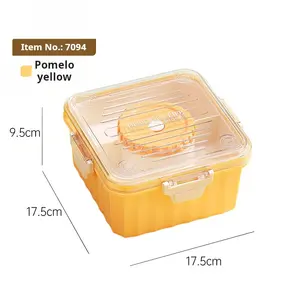 2150Ml Plastic 2-laags Lunchbox Met 4 Roosters Compartimenten En Soep-Dippercontainer
