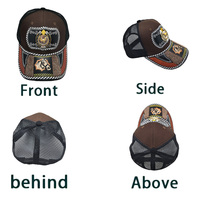 Gorra de camionero personalizable con patrón metálico 3D de herradura, estilo vaquero mexicano, étnico, occidental, de moda, de lona y malla, para exteriores y playa