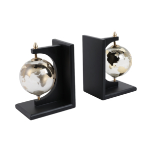 Fermalibri Moderni in Vetro a Forma di Globo con Base Nera, Accessorio Decorativo per Libreria, Supporti per Libri Scultorei - Product Image 3