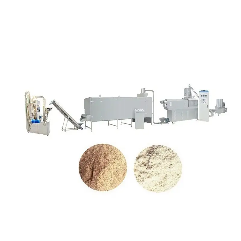 Anahtar teslimi şişirilmiş besleyici tahıl tozu anında lapası üretim projesi çift vidalı ekstruder kurutma ve taşlama makinesi