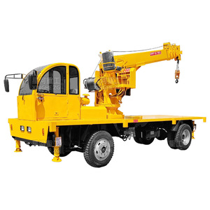 Yellow 5T Truck <b>Crane</b> With Flatbed And U Type Boom Fully Hydraulic System Off Road Lifting Vehicle - Product Image 1