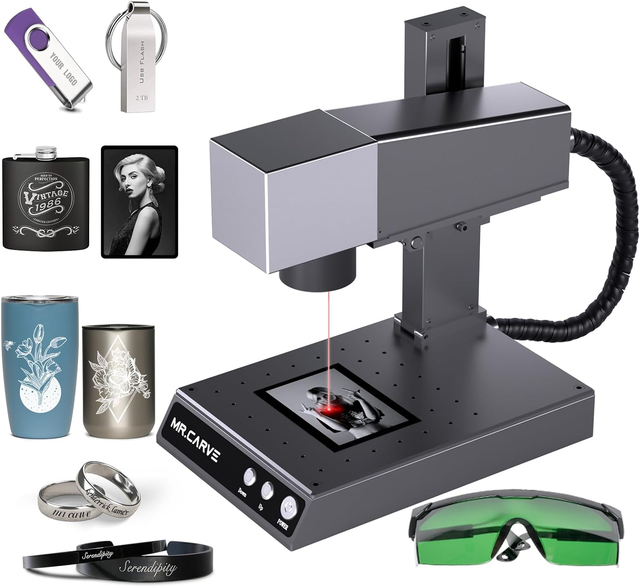 MR.CARVE M1 2W Fiber Laser Jewelry Engraver Small Laser Engraving Machine Marking Name logo Necklace Homeuse Machines