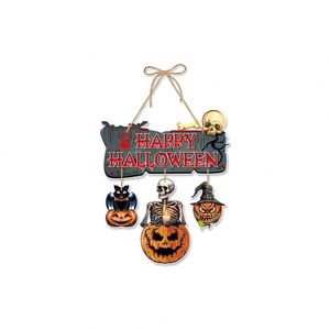 Décorations de porte d'Halloween : Ensemble de bannières, citrouilles suspendues, sorcières et squelettes pour une ambiance effrayante de festival des fantômes - Vente en gros - Product Image 5