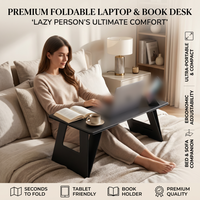 Bureau d'extérieur portable et pliable avec support de table pour lit, pour ordinateur portable, tablette, téléphone, lecture et écriture - Cuir et panneau haute densité