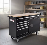 Chariot à outils en acier inoxydable robuste de 72 pouces avec revêtement rouge, boîte à outils, armoire à outils avec 15 tiroirs pour jardin, garage, atelier