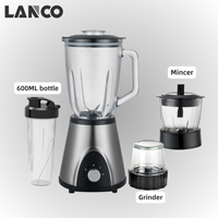 Blender électrique portable LANCO avec récipient en verre, vitesse variable, capacité de 1,5 L pour usage domestique et commercial