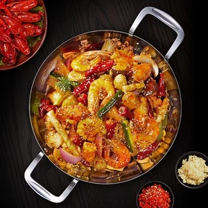 Nhà Máy Trực Tiếp Thân Thiện Với Môi Thép Không Gỉ Hải Sản <span class=keywords><strong>Paella</strong></span> <span class=keywords><strong>Pan</strong></span> Với Vàng Không Dính Phục Vụ Khay Và Đôi Xử Lý Bữa Ăn Tối Tấm - Product Image 3