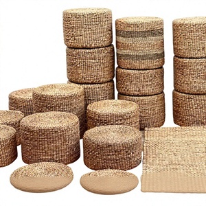 Otomana de Jacinto de Agua de Vietnam, Material de Fibra Vegetal Natural para Asiento Adicional, Reposapiés, Decoración de Mesa de Centro y Estilismo del Hogar - Product Image 3