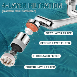 Aérateur de <span class=keywords><strong>robinet</strong></span> d'eau rotatif réglable pour cuisine et salle de bain, extension 1080 °   <span class=keywords><strong>Robinet</strong></span> extensible à bras robotique pivotant avec 2 modes - Product Image 6
