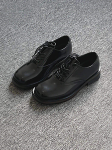 Men Formal Oxford <b>Shoes</b> <b>Black</b> Lacquered Lace Up Round Toe Dress Footwear for Office <b>Wedding</b> Party - Product Image 1