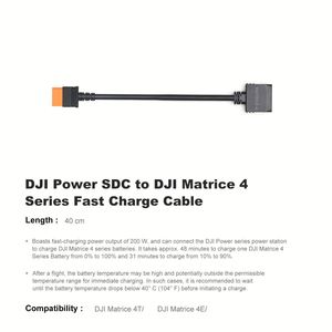 Cable de Carga Rápida DJPower SDC a DJMatrice Serie 4, Proporciona hasta 200W, Longitud 40cm, para Accesorios de Dron DJMatrice 4T/4E - Product Image 1