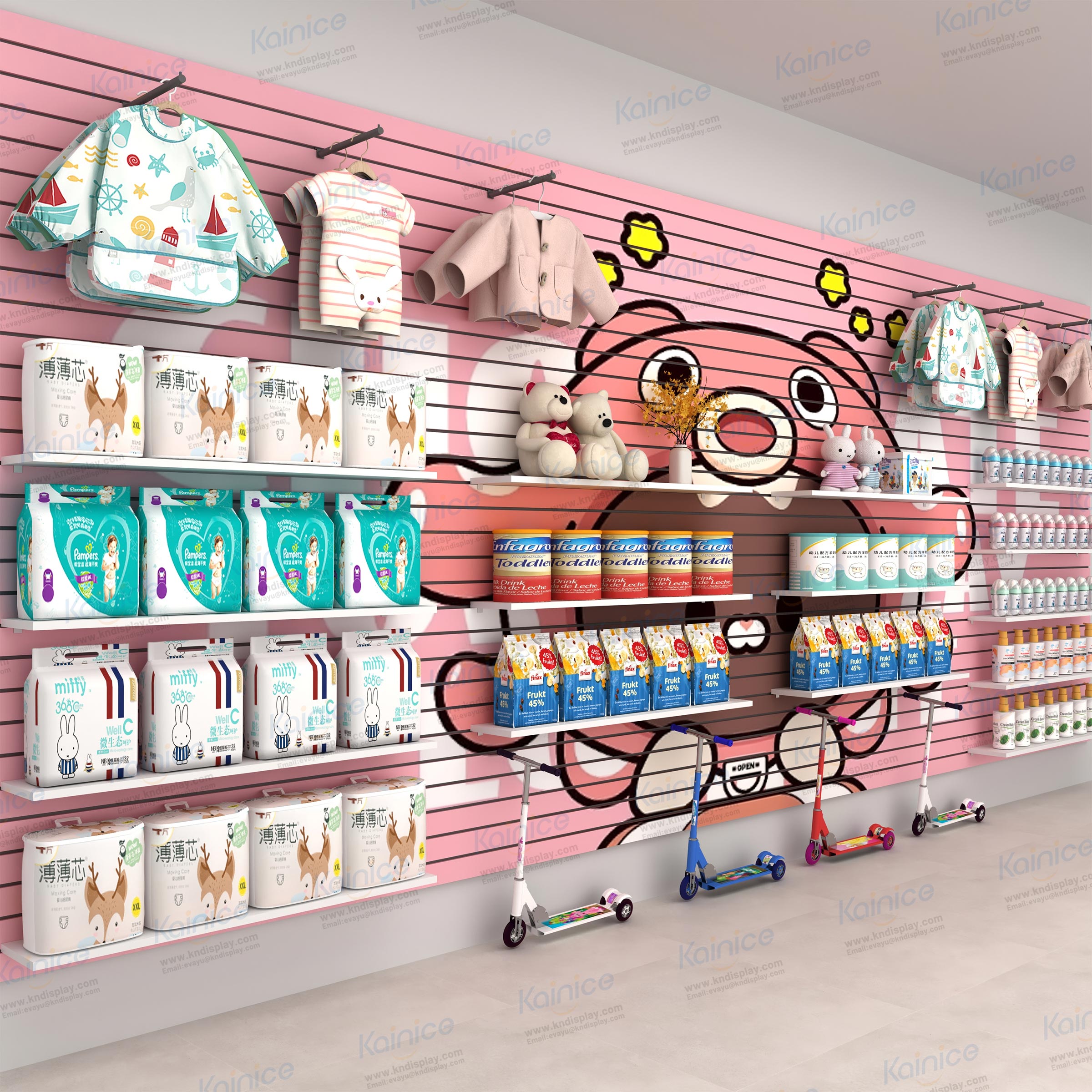 slat wall panel for retail store