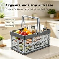 Panier pliable à main, panier de courses pliable, idéal pour les pique-niques en plein air, le camping, les courses et le rangement domestique
