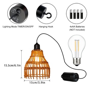 โคมไฟไม้ไผ่แขวนเพดานทำด้วยมือโคมไฟระย้าหวายสไตล์โบฮีเมียน - Product Image 3