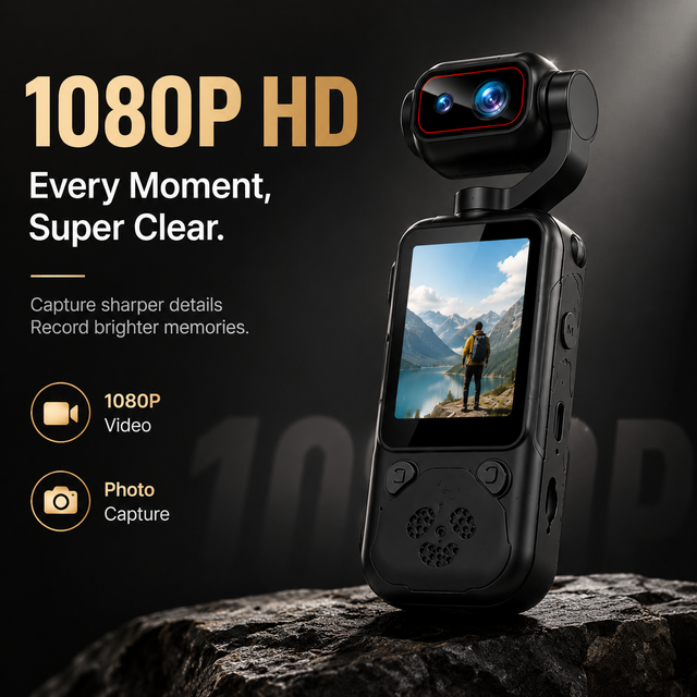 Pocket Sports Action Camera 1080P Small Video Camera with Night Vision and TF Card Support