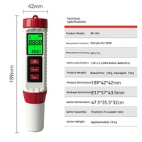 Stylo testeur numérique 4-en-1 de la qualité de l'eau (pH, TDS, EC, température) avec calibration CAL pour l'eau potable, les aquariums et l'hydroponie