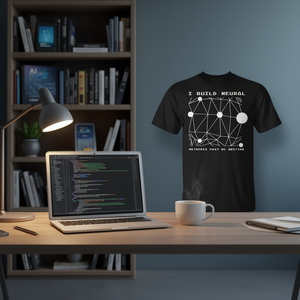 T-shirt I Build Neural Networks sur le thème de la robotique et de l'ingénierie IA, noir, coupe standard pour homme - Product Image 3