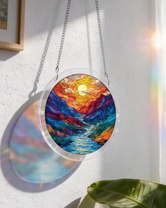 Attrape-soleil en acrylique à suspendre à <span class=keywords><strong>la</strong></span> fenêtre, 8,9 pouces, motif <span class=keywords><strong>montagne</strong></span> et lune émaillé, cadeau d'anniversaire unisexe, décoration intérieure - Product Image 3